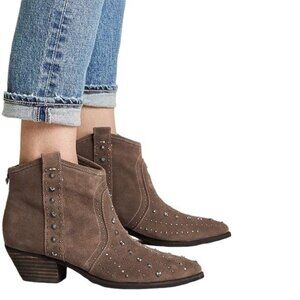 Sam Edelman Taupe Suede Studded Ankle Booties